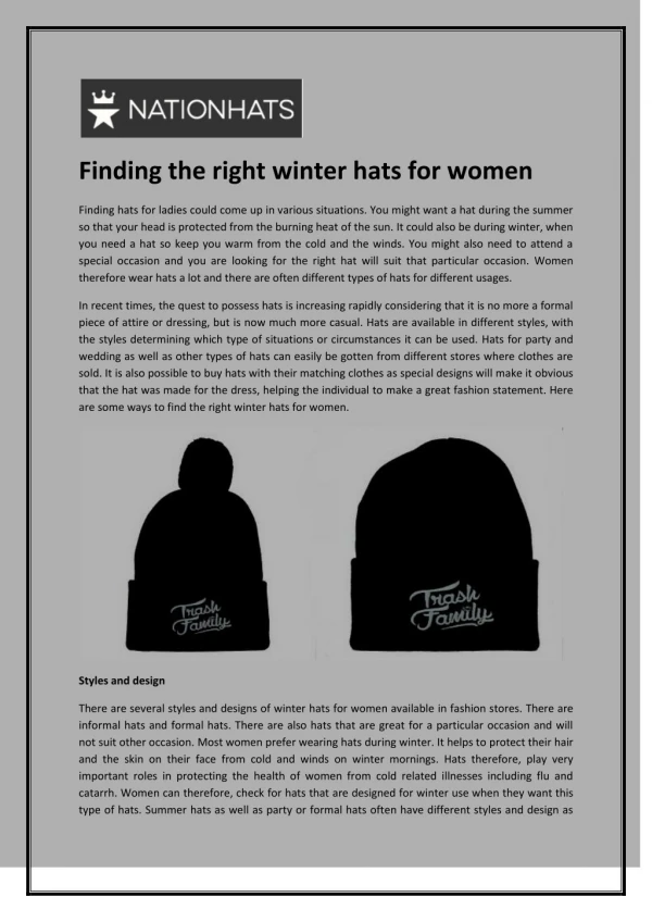 Finding the right winter hats for women