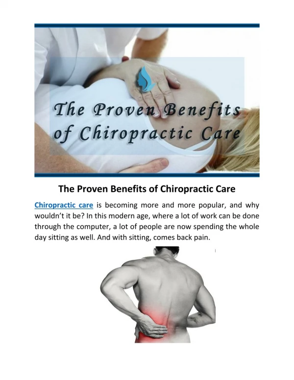 The Proven Benefits of Chiropractic Care