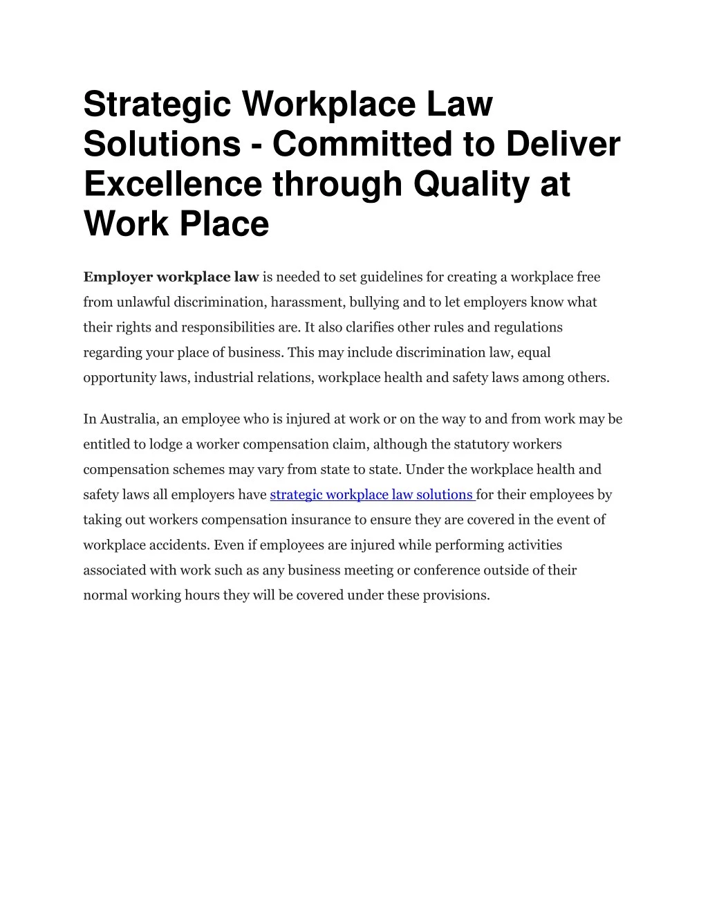 strategic workplace law solutions committed