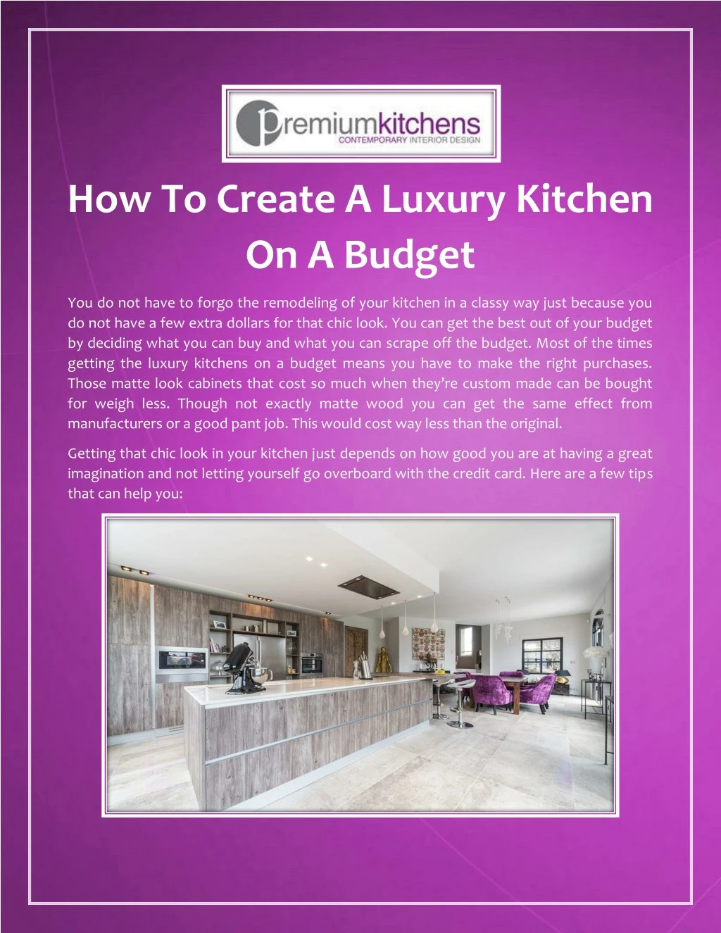 how to create a luxury kitchen on a budget
