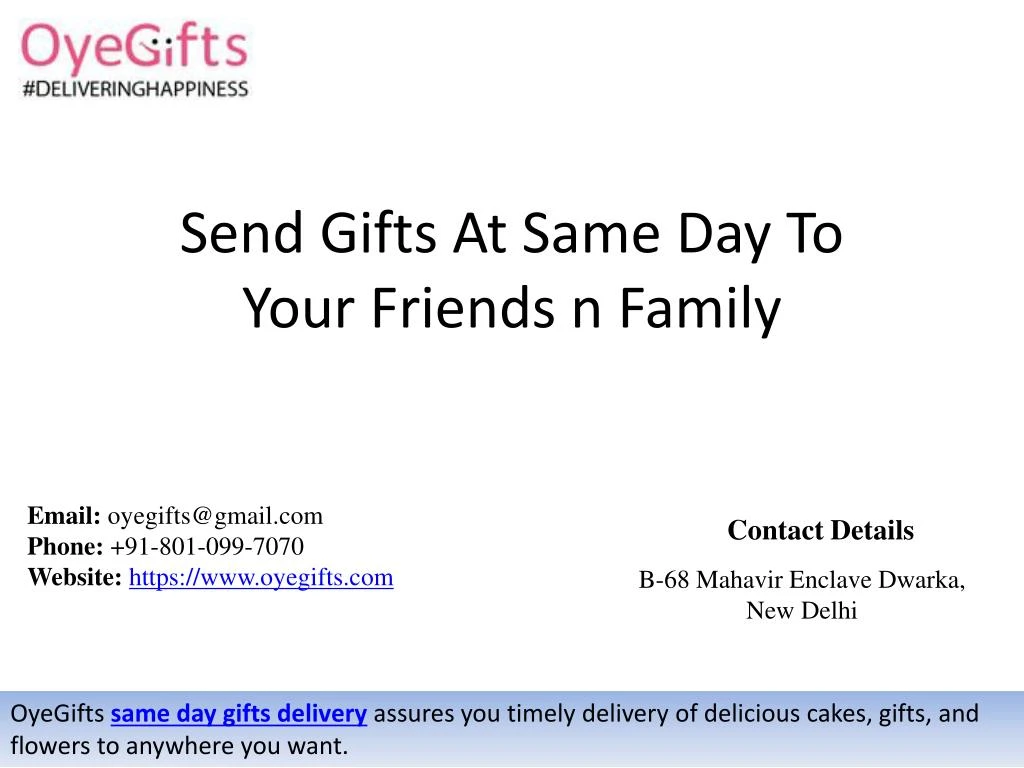 send gifts at same day to your friends n family