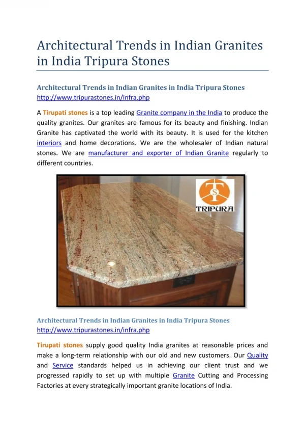 Architectural Trends in Indian Granites in India Tripura Stones