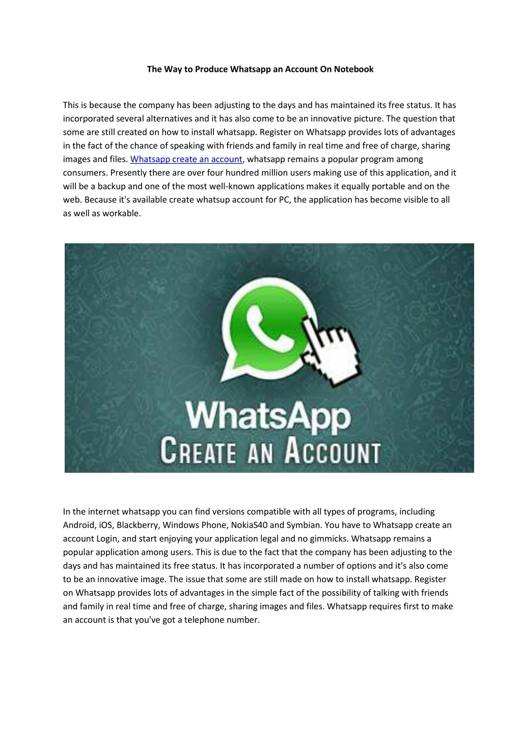 the way to produce whatsapp an account on notebook
