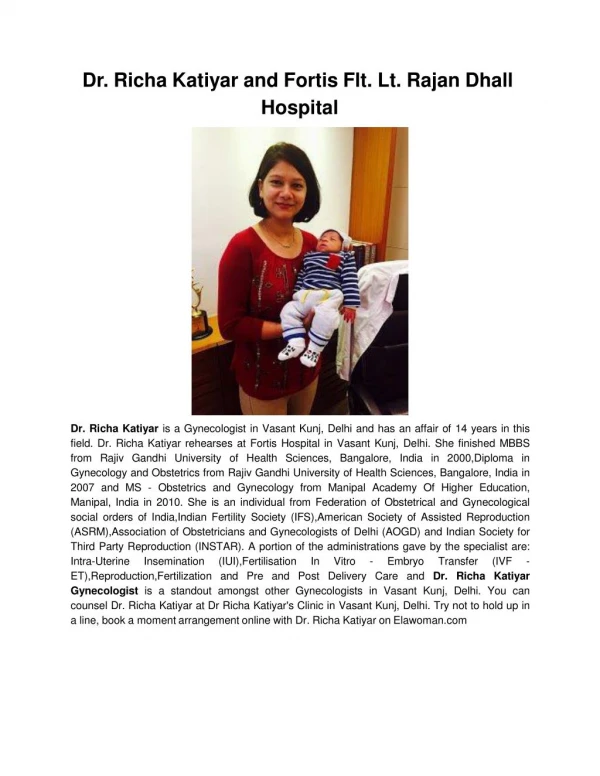 Dr. Richa Katiyar and Fortis Flt. Lt. Rajan Dhall Hospital.pdf