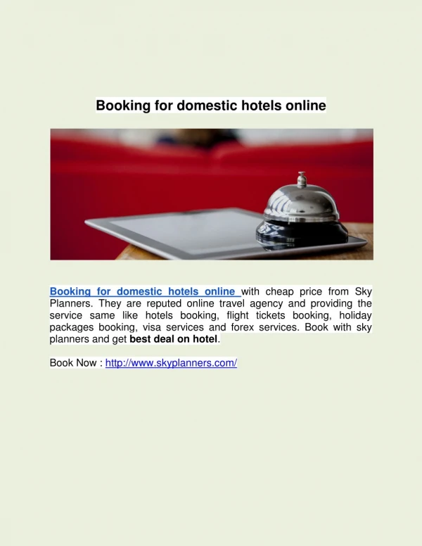 Booking for domestic hotels online