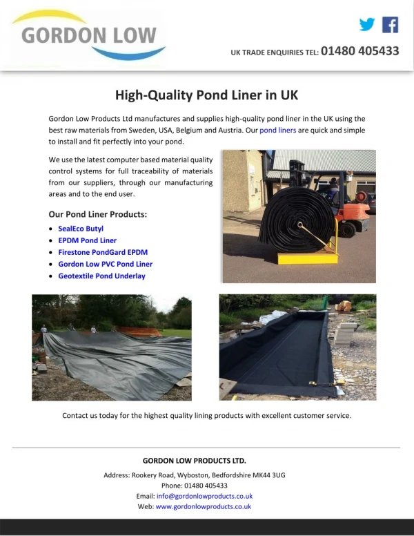 High-Quality Pond Liner in UK