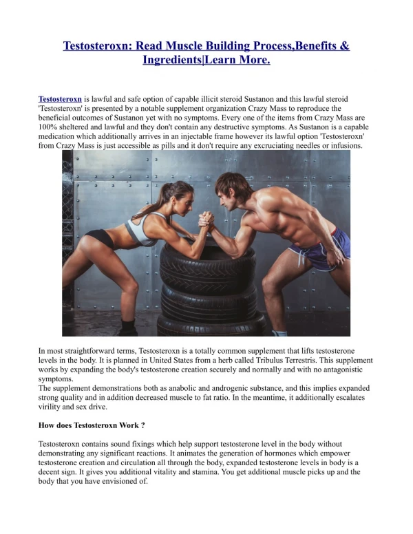 Testosteroxn: Read Muscle Building Process,Benefits & Ingredients|Learn More.