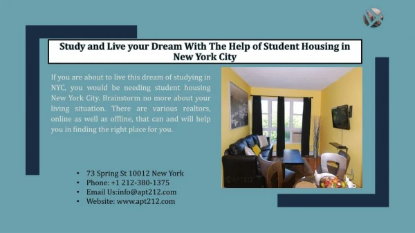 Study and Live Your Dream With The Help of Student Housing in New York City