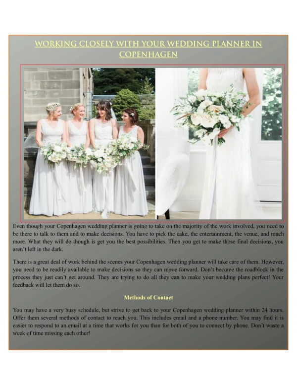 WORKING CLOSELY WITH YOUR WEDDING PLANNER IN COPENHAGEN