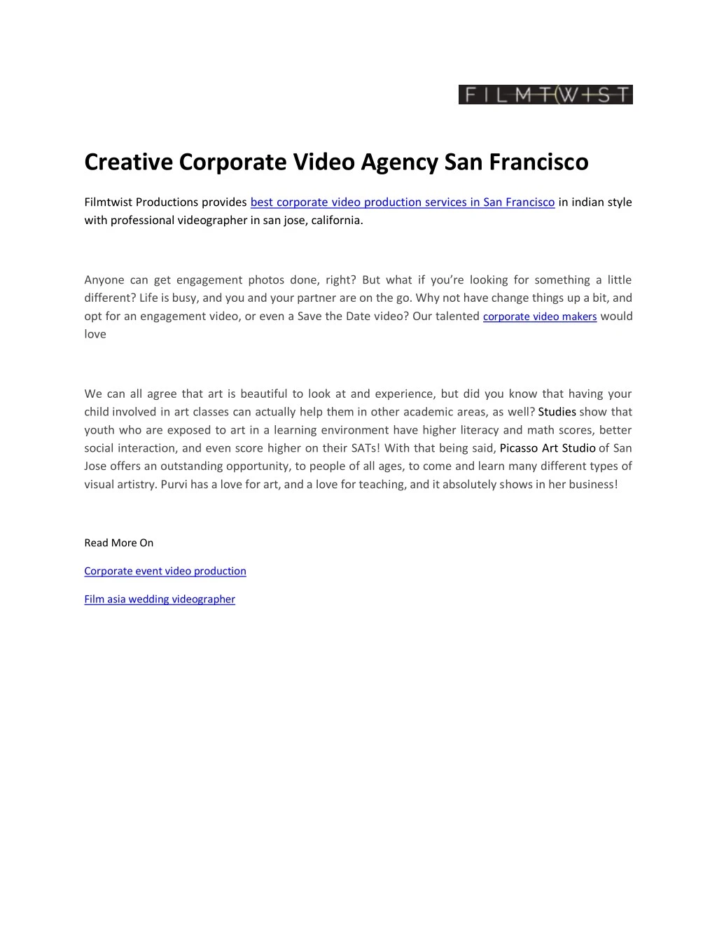 creative corporate video agency san francisco