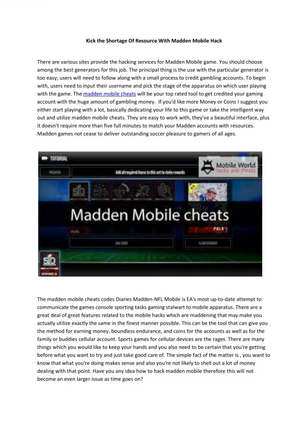 madden mobile cheats