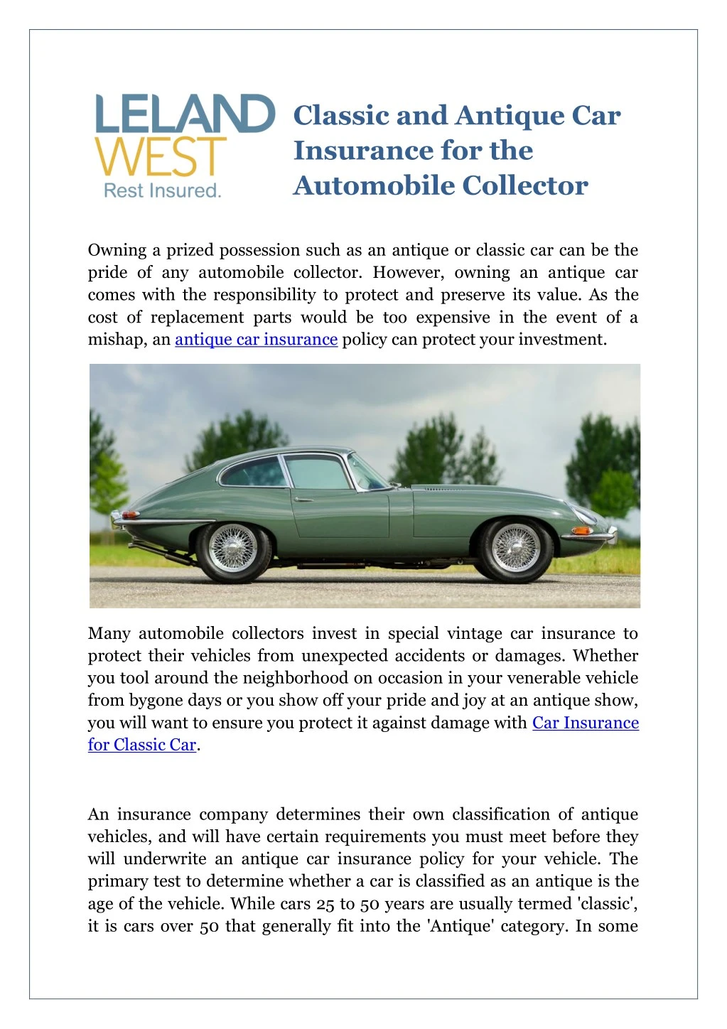 classic and antique car insurance