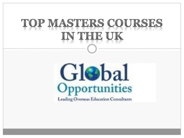 Top Masters Courses in the UK