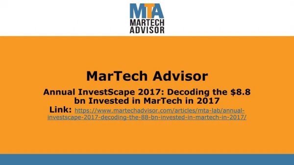 Annual InvestScape 2017: Decoding the $8.8 bn Invested in MarTech in 2017