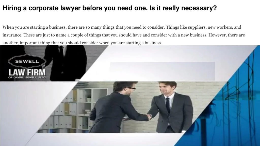 hiring a corporate lawyer before you need
