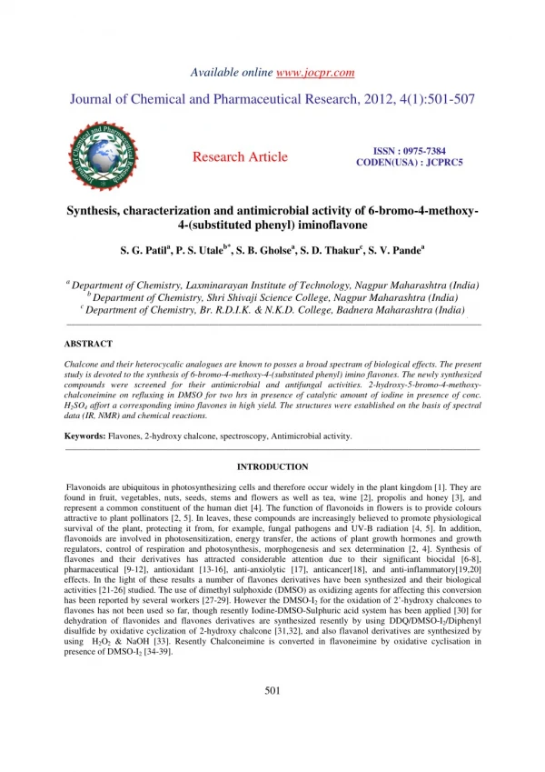 Synthesis, characterization and antimicrobial activity of 6-bromo-4-methoxy4-(substituted phenyl) iminoflavone