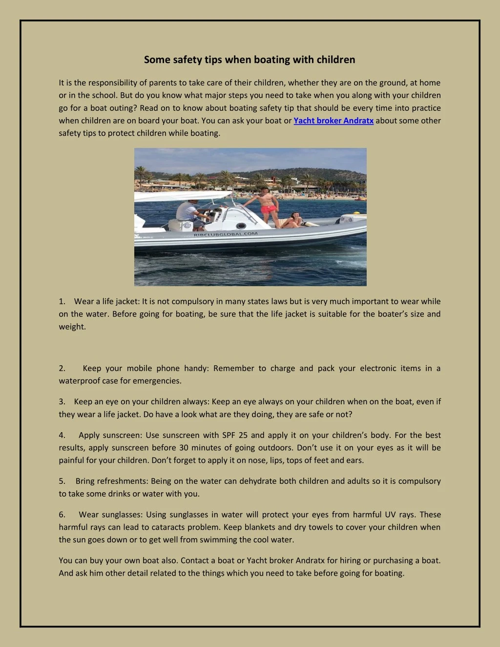some safety tips when boating with children