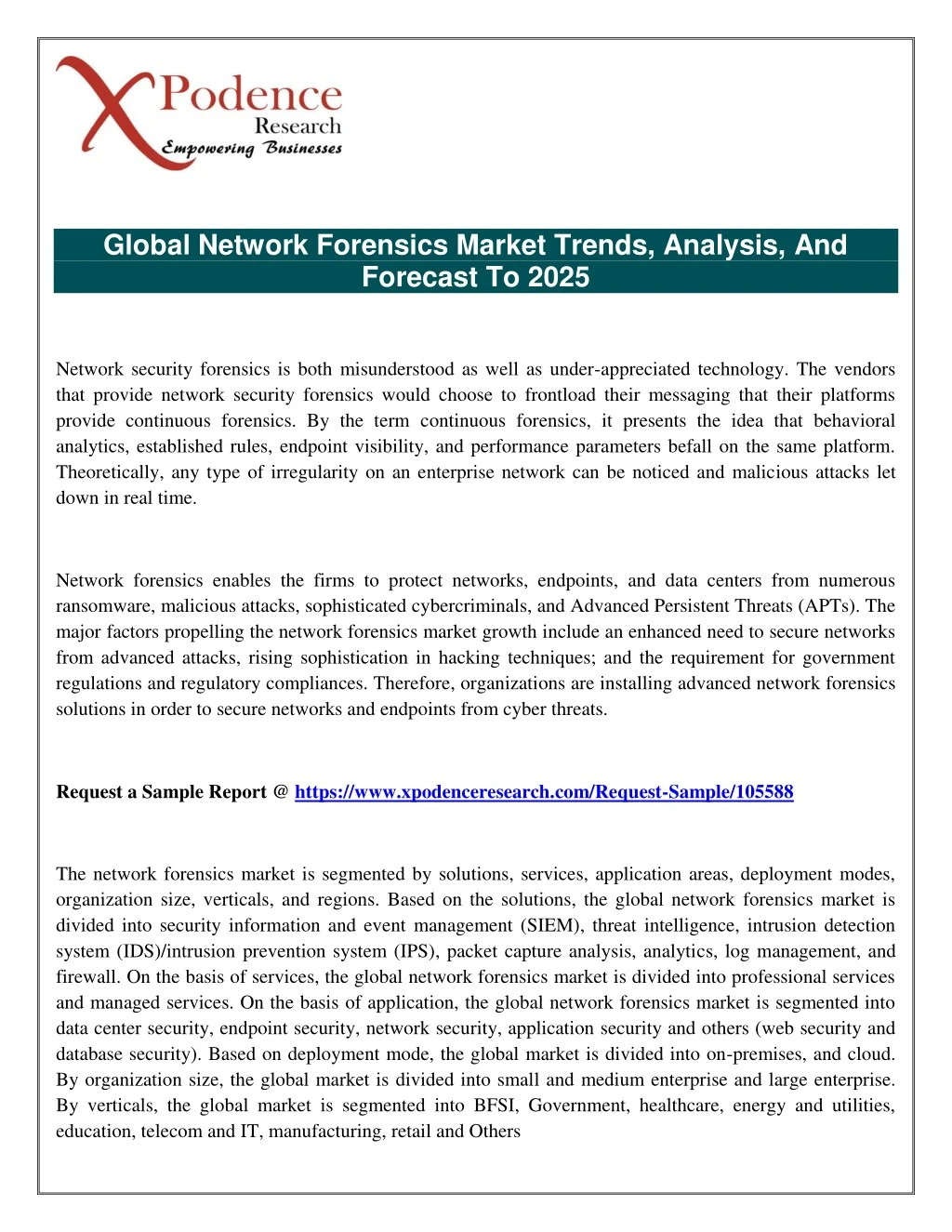 global network forensics market trends analysis