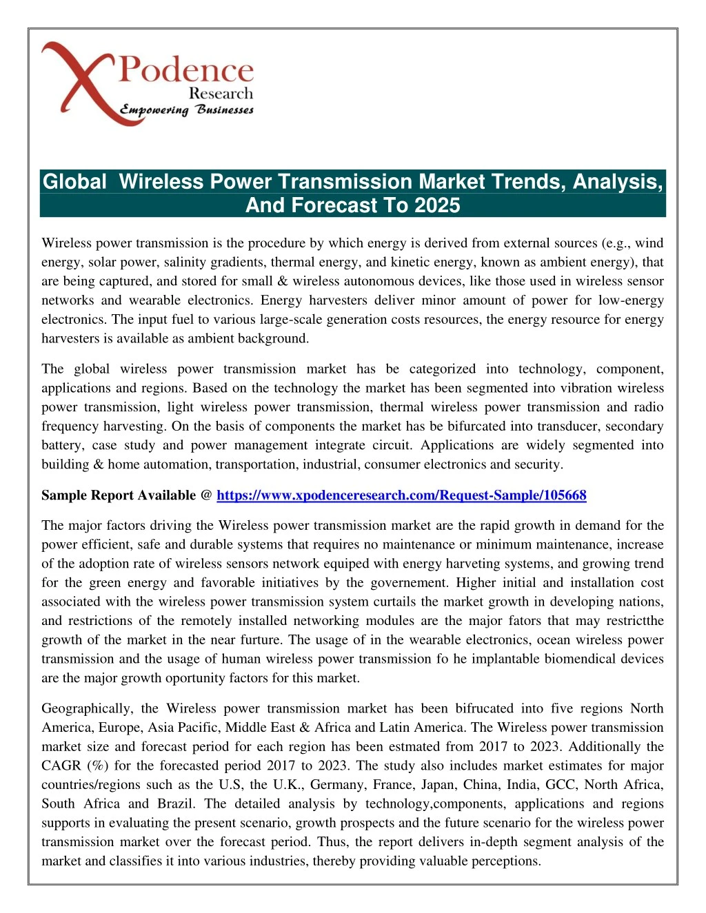 global wireless power transmission market trends