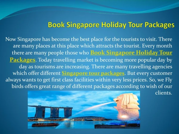 Book Singapore holiday tour packages