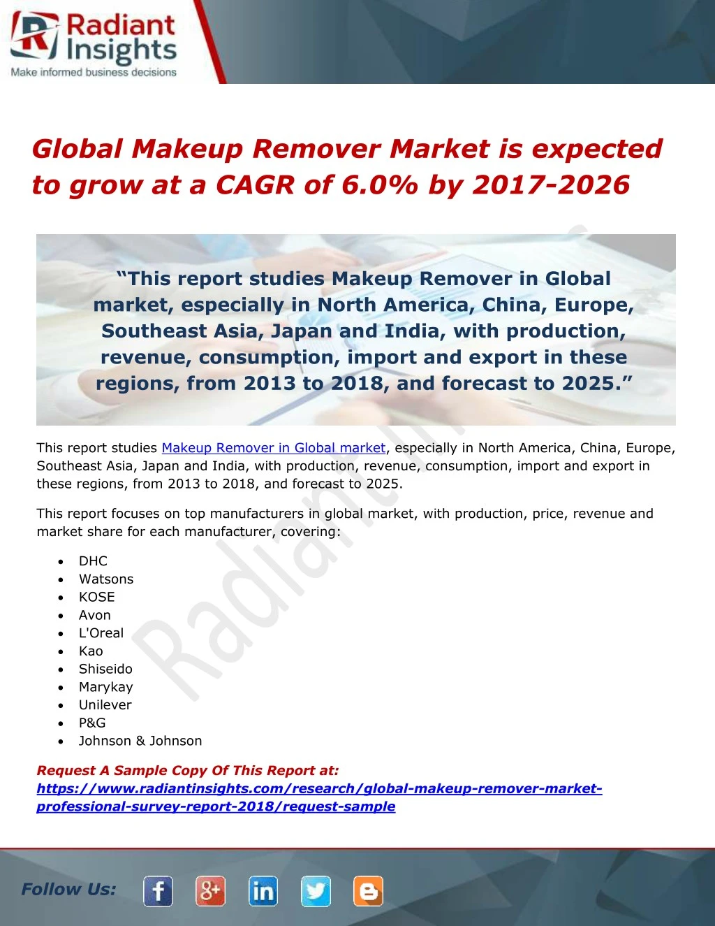 global makeup remover market is expected to grow