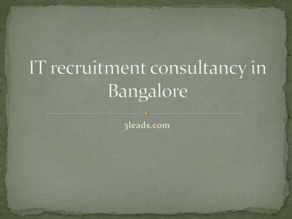 IT recruitment consultancy in Bangalore
