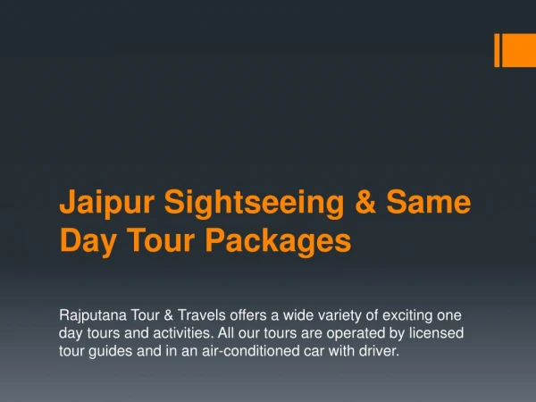 Jaipur Sightseeing & Same Day Tour Packages