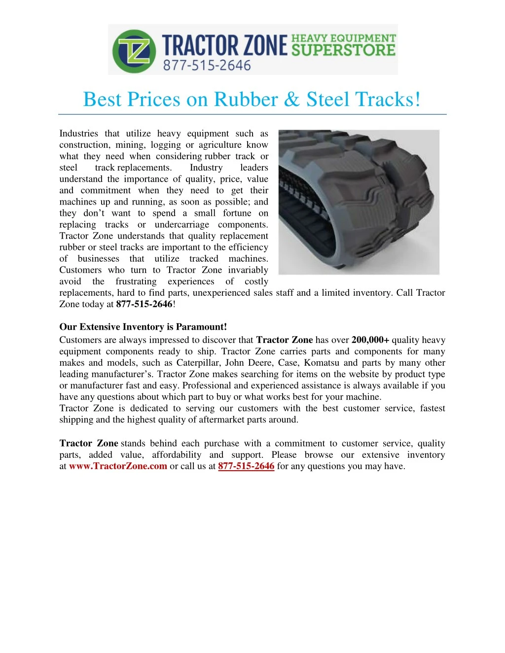 best prices on rubber steel tracks