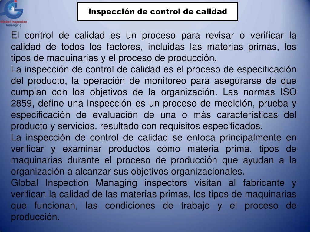 inspecci n de control de calidad