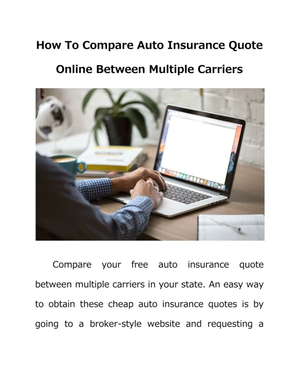 How To Compare Auto Insurance Quote Online Between Multiple Carriers