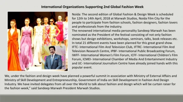 International Organizations Supporting 2nd Global Fashion Week
