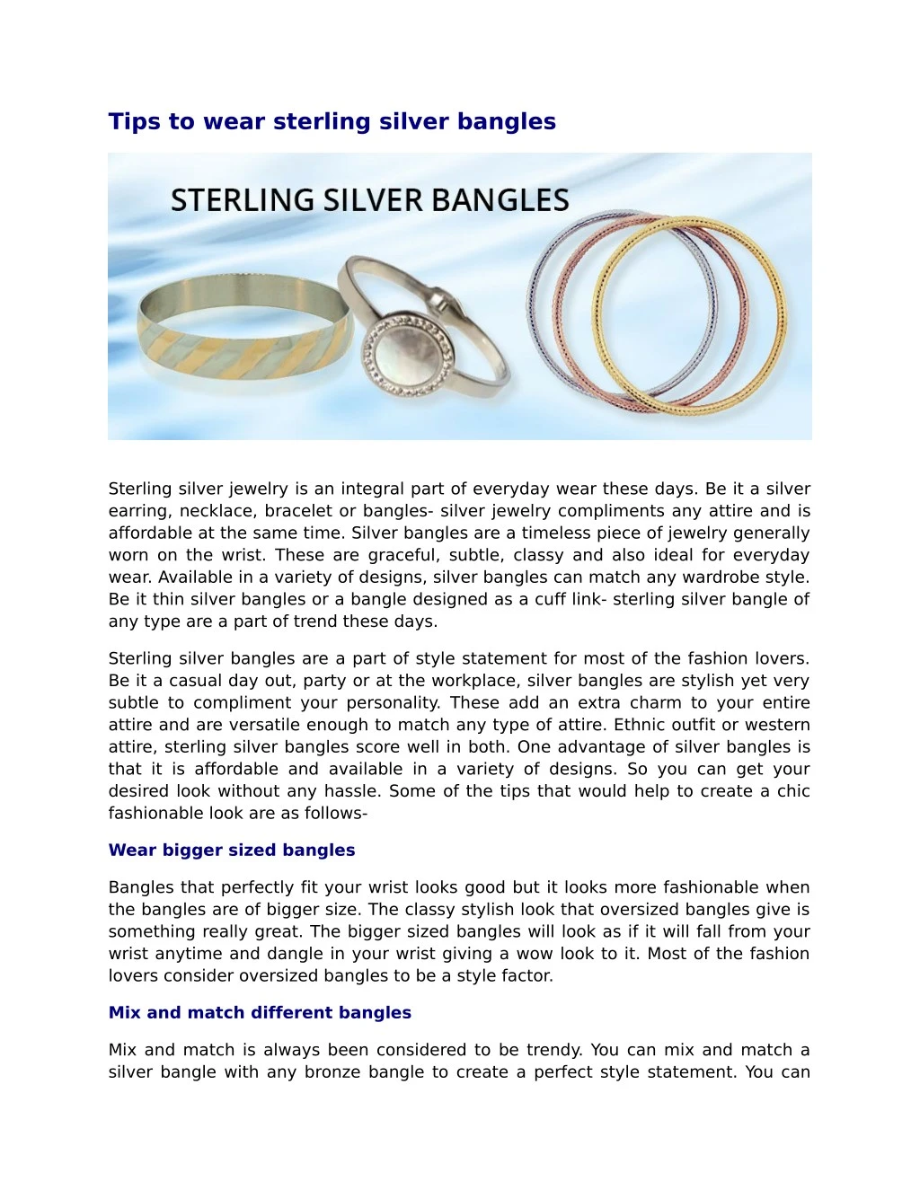 tips to wear sterling silver bangles