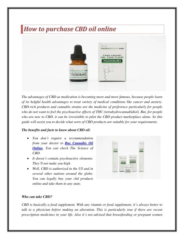 How to purchase CBD oil online