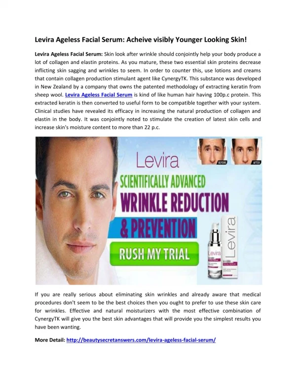 Levira Ageless Facial Serum: Reduce Your Wrinkles & Fine Lines!