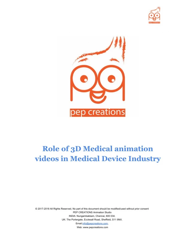 Role of 3D Medical animation videos in Medical Device Industry – Pep Creations Studio