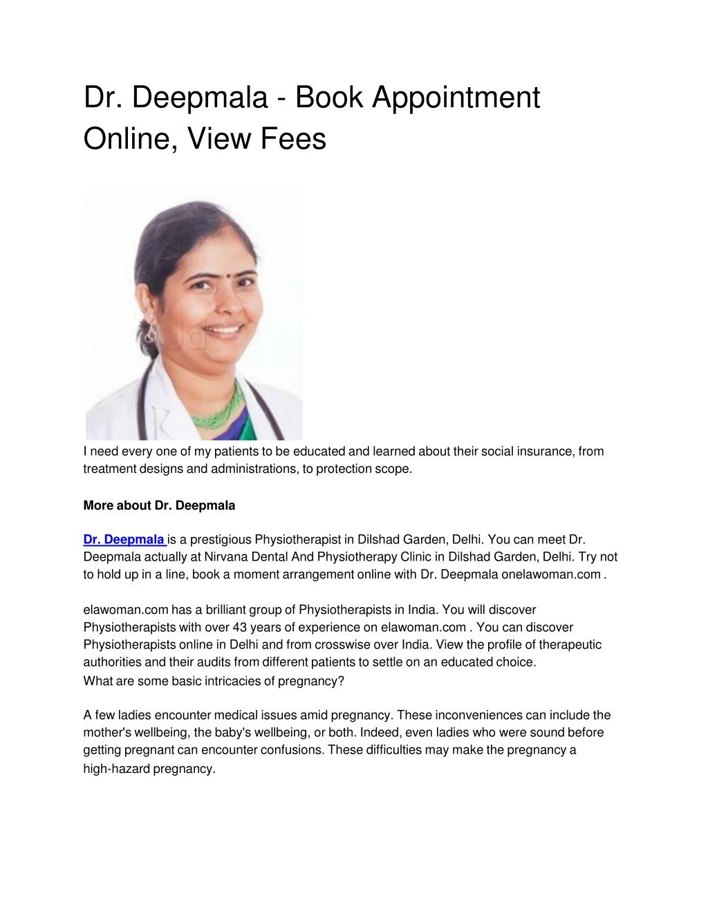 dr deepmala book appointment online view fees