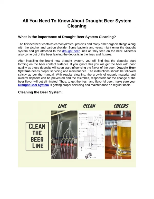 All You Need To Know About Draught Beer System Cleaning