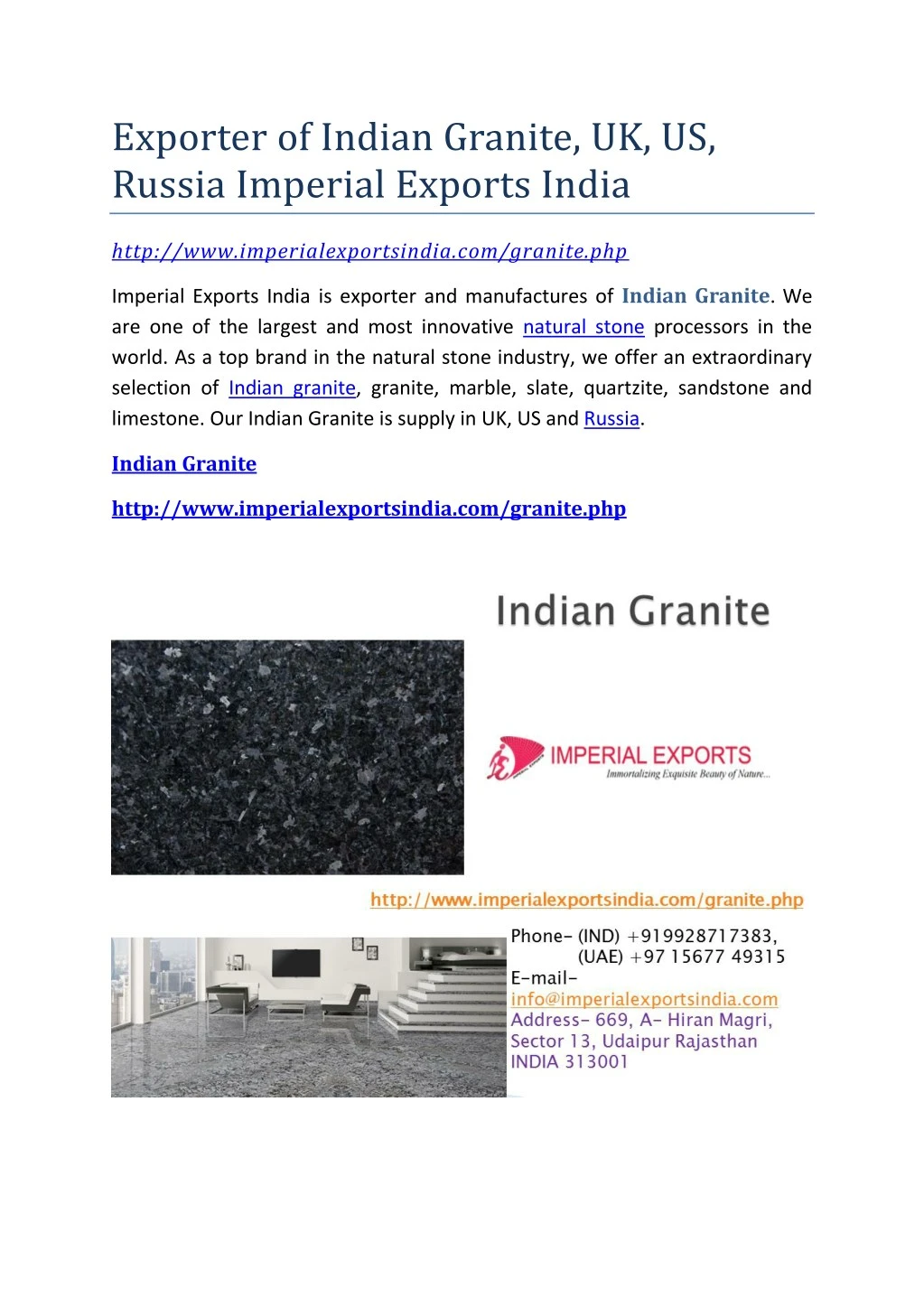 exporter of indian granite uk us russia imperial