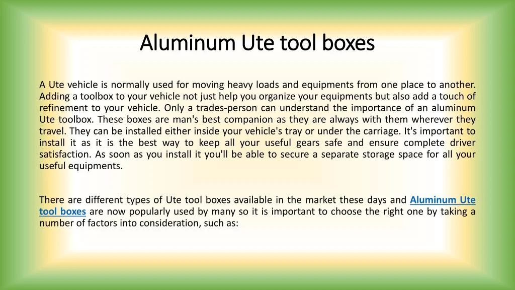 aluminum ute tool boxes