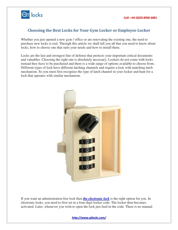 Choosing the best locks for your gym locker and Employee Locker
