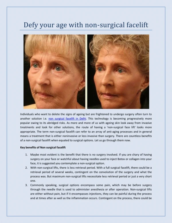 Defy your age with non surgical facelift