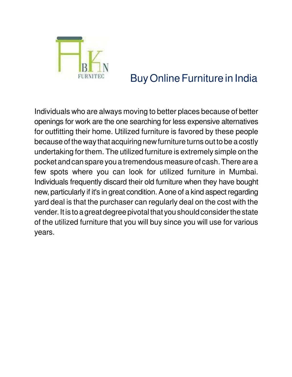 buy online furniture in india individuals