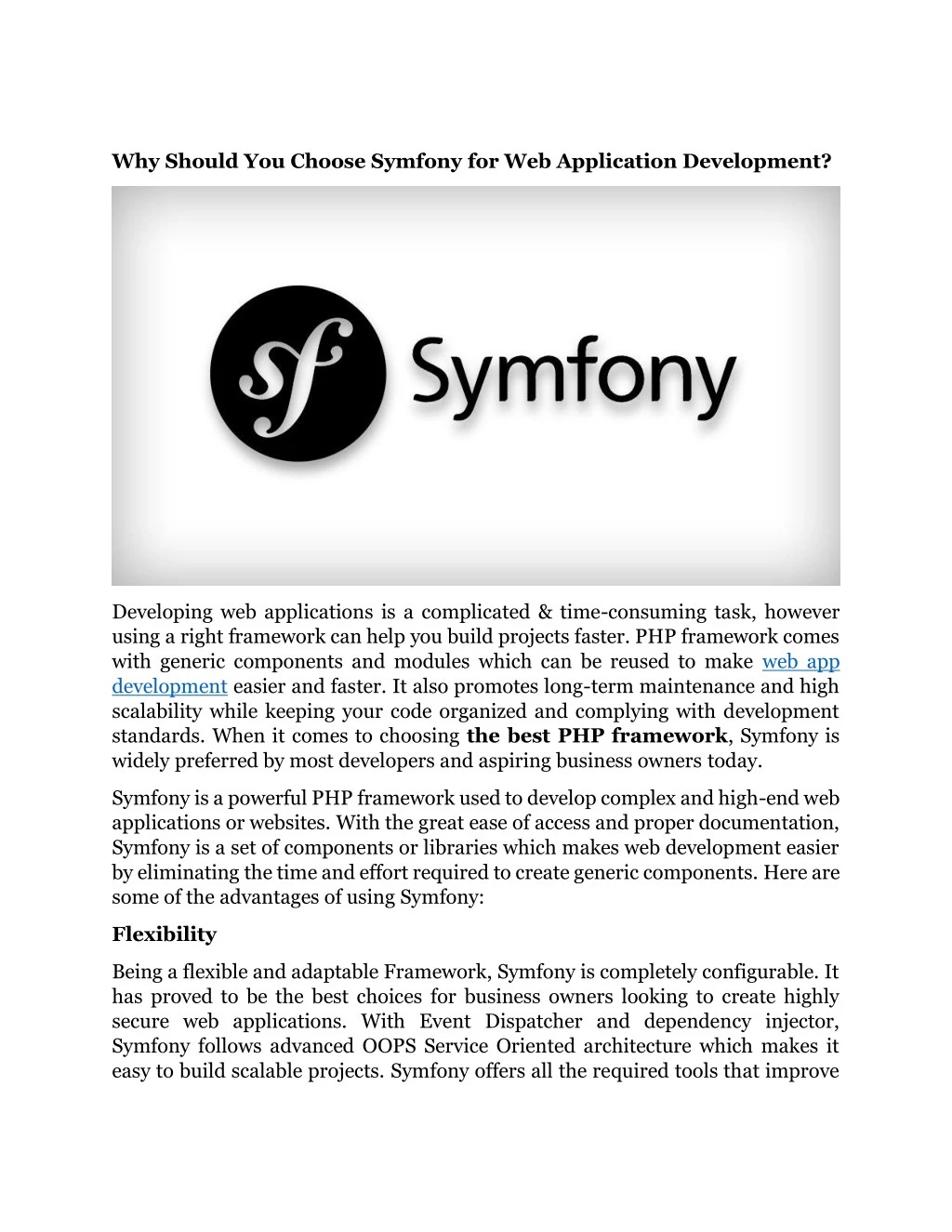 why should you choose symfony for web application