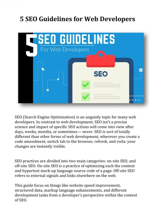 5 SEO Guidelines for Web Developers