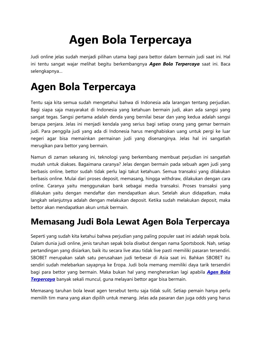 agen bola terpercaya