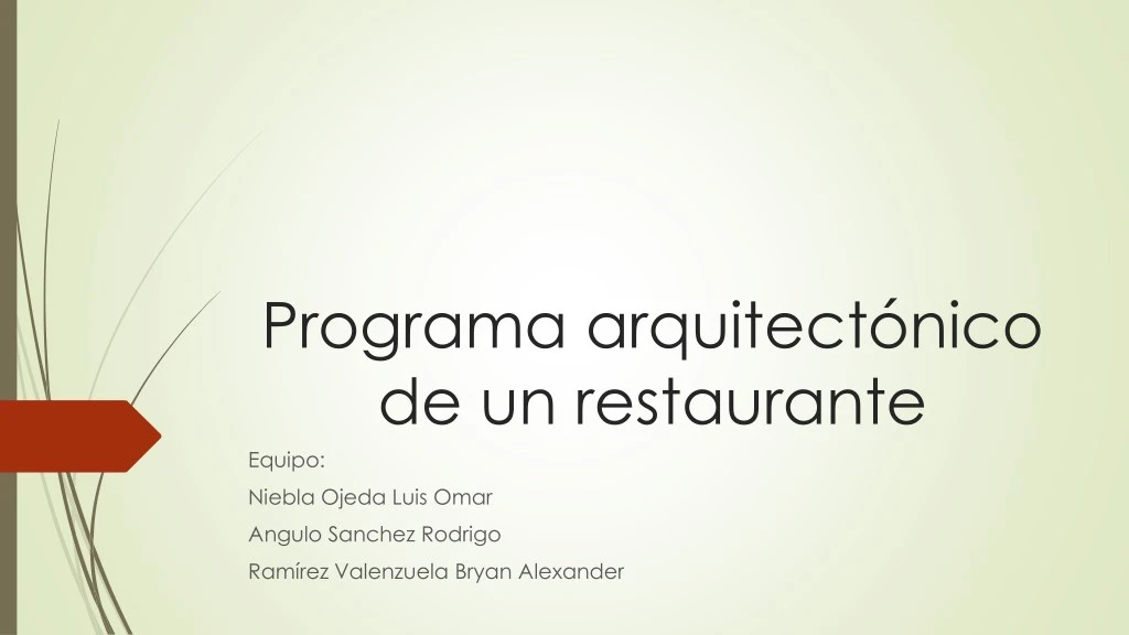 programa arquitect nico de un restaurante equipo