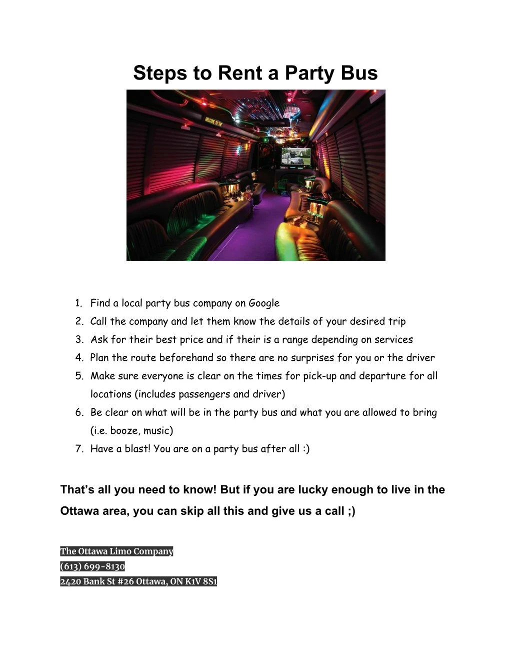 steps to rent a party bus