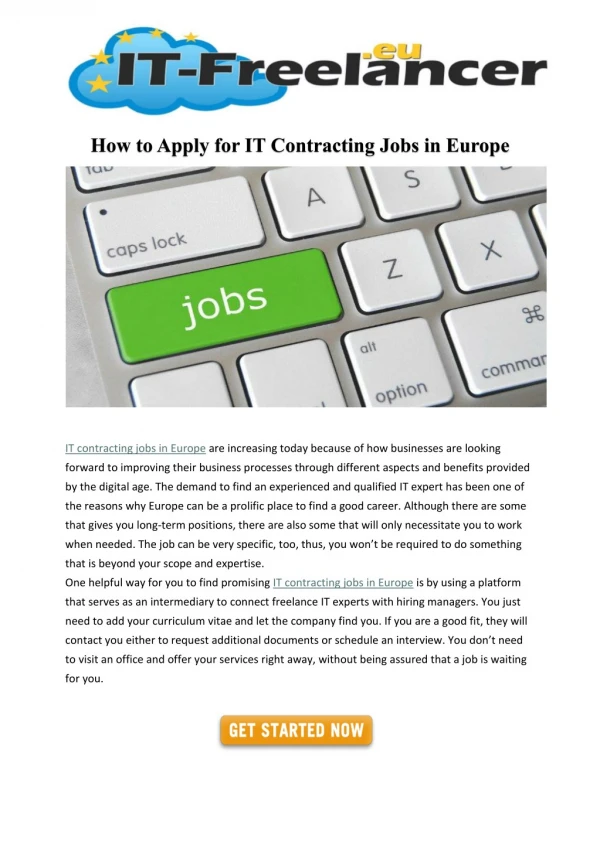 How to Apply for IT Contracting Jobs in Europe