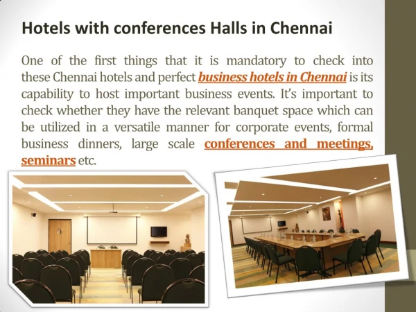 Hotels with conferences Halls in Chennai