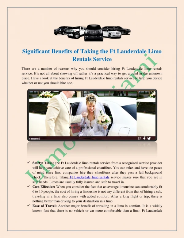 Ft Lauderdale Limo Rentals Service for Hassle-free Transportation
